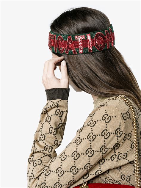 gucci hadband red|Gucci headband with rhinestones.